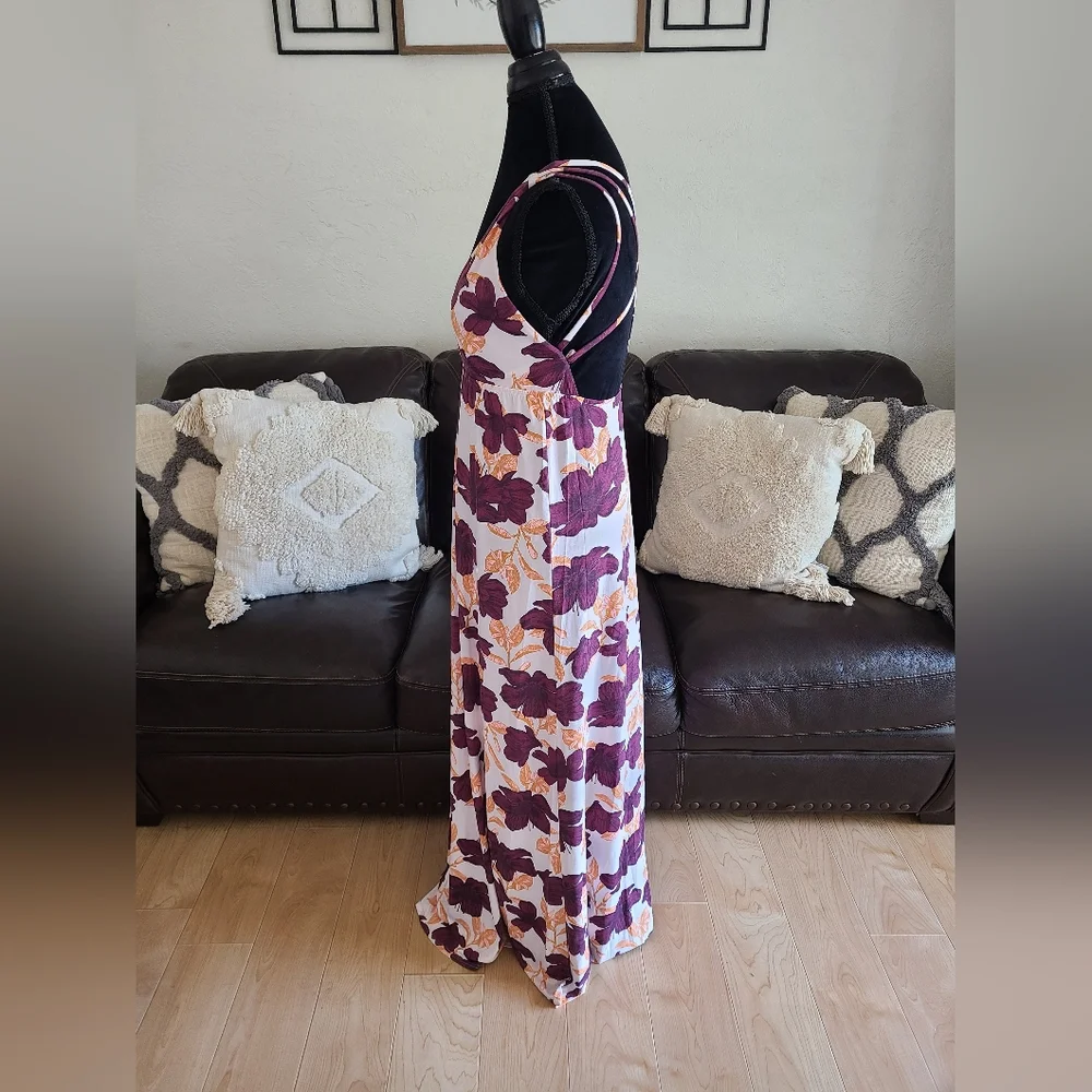 Maaji‎ Floral Print Strappy Back Maxi Dress Swimsuit Cover Size M Boho Chic NWT